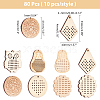 ARRICRAFT 80Pcs 8 Style Doll Wooden Pendants WOOD-AR0001-07-2