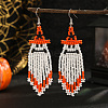 Ghost Patterned Halloween Style Beaded Tassel Earrings for Women HQ9130-1