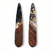 Transparent Resin & Walnut Wood Pendants RESI-N039-69C-3