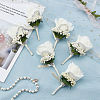 Cloth Rose Flower Boutonniere Brooch with Rhinestone AJEW-WH0258-294C-6