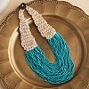 Bohemia Style Multi-strand Glass Seed Beaded Bib Necklaces for Women NJEW-G149-01A-1