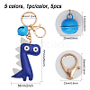 CHGCRAFT 5Pcs 5 Colors Cartoon Cute Bell Dinosaur Keychain KEYC-CA0001-50-2