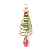 3Pcs 3 Colors Christmas Theme Copper Wired Glass Big Pendants PALLOY-JF02854-2