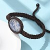 Adjustable Oval Natural Gemstone Braided Bead Bracelets BJEW-H626-02-4