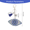 Globleland 2Pcs 2 Colors Handmade Turkish Evil Eye Rhinestone Pendant Keychain with Tassel Charm KEYC-GL0001-03-2