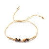 Natural Agate & Brass Clover Beaded Cord Bracelet BJEW-JB08366-01-1