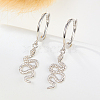 Anti-Tarnish Rhodium Plated 925 Sterling Silver Snake Dangle Hoop Earrings YL4758-1-2