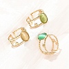 304 Stainless Steel with Glass Cat Eye Cuff Rings for Women RJEW-K309-40C-2