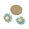 Flower Glass Seed Beaded with Natural Mashan Jade Stud Earrings for Women EJEW-MZ00208-01-4