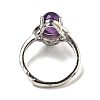 Oval Natural Amethyst Adjustable Rings RJEW-G317-03P-4
