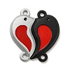 Spray Painted Alloy Couple Heart Connector Charms PALLOY-K018-02-1