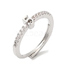 Rack Plating Brass Clear Cubic Zirconia Number 5 Adjustable Rings for Women RJEW-S407-09P-05-1