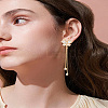 1 Pair Butterfly Brass Clear Cubic Zirconia Tassel Clip-on Earrings EJEW-LP0007-070-1