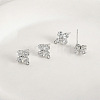 Brass Micro Pave Cubic Zirconia Stud Earring Findings KK-Z094-07P-1