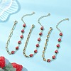 3Pcs 3 Styles Brass Enamel Link Chains Bracelets BJEW-JB13148-1