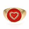 Adjustable Brass Enamel Finger Rings RJEW-N035-021-NF-3