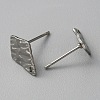 304 Stainless Steel Textured Geometry Stud Earrings Findings with Hole STAS-WH0027-54B-3
