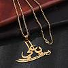 304 Stainless Steel Arabic Pendant Box Chain Necklaces for Women Men NJEW-R013-04G-3