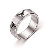 Rotating Titanium Steel Anxiety Relief Rings for Women Men PW-WG4928D-08-1