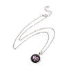 Glass Flat Round Pendant Necklace with Brass Chain NJEW-A003-01B-1