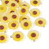 Translucent Resin Flower Pendants RESI-TAC0010-99-3