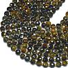 Dyed Natural Yellow & Blue Tiger Eye Beads Strands G-K389-B28-01-3