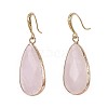 Teardrop Natural Rose Quartz Dangle Earrings EJEW-JE02998-03-1