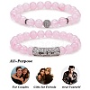 2Pcs 2 Style Natural Rose Quartz Stretch Bracelets Set BJEW-SW00095-3