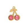 304 Stainless Steel Pave Pink Cubic Zirconia Charms CU-OY001-42G-3