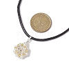 Flower Glass Seed Beads & Acrylic Pendant Necklaces NJEW-MZ00044-01-3