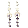 Moon & Sun & Star Brass Asymmetrical Earrings EJEW-JE05461-01-1