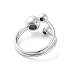 Round Ball Brass Open Cuff Rings for Women RJEW-D017-01P-3