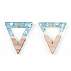 Transparent Resin & White Wood Pendants RESI-N039-50-3