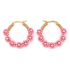 304 Stainless Steel & Bohemian Beaded Flower Hoop Earrings for Women EJEW-R001-02G-03-2