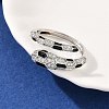 Brass Micro Pave Clear Cubic Zirconia Cuff Rings for Women RJEW-P132-01P-2