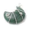 Natural Green Aventurine Copper Wire Wrapped Pendants PALLOY-JF02686-03-3