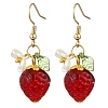 Strawberry Glass Dangle Earrings EJEW-JE06252-2