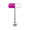 Capsule 304 Stainless Steel & Acrylic Straight Barbell 15 Gauge Piercing Tongue Rings for Women Men WG1AE5D-10-1