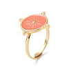 Enamel Flat Round with Sun Signet Cuff Ring RJEW-G265-07G-4