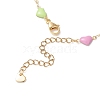 304 Stainless Steel Enamel Colorful Heart Link Anklets AJEW-AN00642-4