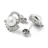 Anti-Tarnish Cubic Zirconia Heart with Natural Pearl Stud Earrings EJEW-F318-10P-2