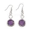 Hexagon Natural Amethyst Dangle Earrings EJEW-K298-01P-01-4