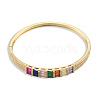 Colorful Cubic Zirconia Rectangle Hinged Bangle BJEW-N014-007-2
