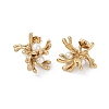 Ion Plating(IP) 304 Stainless Steel Coral Stud Earrings EJEW-Z068-40G-2