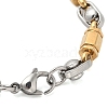 Ion Plating(IP) 304 Stainless Steel Faceted Column Link Bracelets for Men BJEW-B093-01GP-3