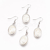 Natural White Shell Dangle Earrings EJEW-F162-B04-1