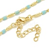 Brass Enamel Column Link Chain Necklaces NJEW-H039-04A-02G-1