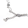 Non-Tarnish 304 Stainless Steel Moon & Heart Link Chain Bracelet for Women BJEW-G669-19P-3