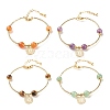 4Pcs 4 Style Brass Coin Charm Bracelets Set with Natural Mixed Gemstone Beads for Women BJEW-TA00116-1
