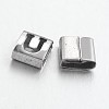 Tarnish Resistant Letter Style 201 Stainless Steel Square Slide Charms STAS-L132-09-1